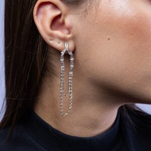 Brinco Strass e Cristal Prata