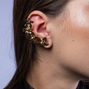 Brinco Earcuff Flores Dourado